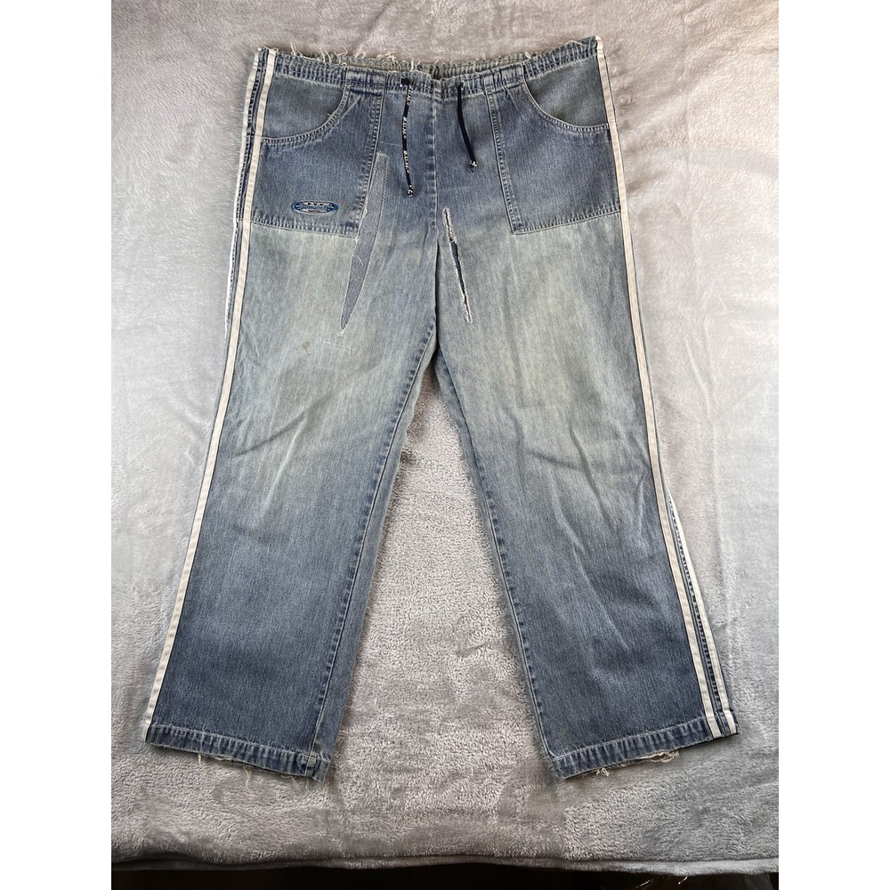 VTG 90s Bum Equipment Jeans Womens 11/12 Blue Side Stripe Wide Leg Skater Grunge